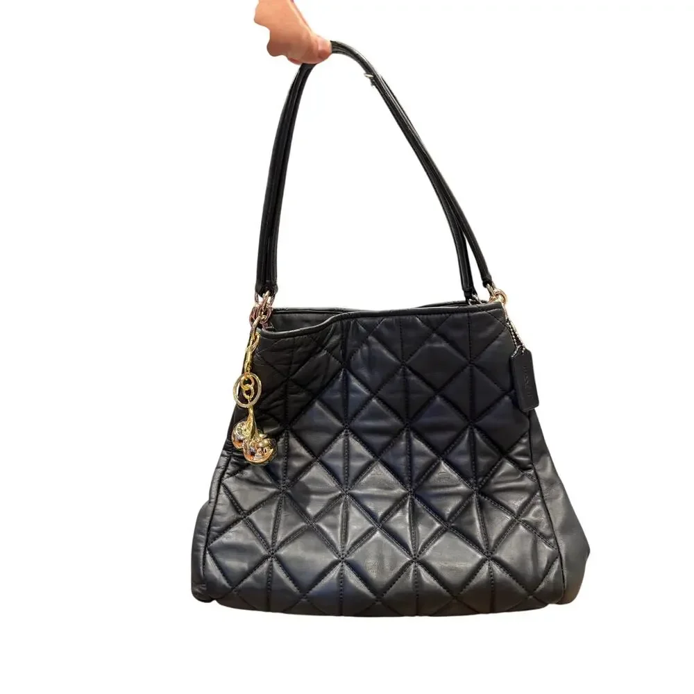 COACH Purse #F36696 Phoebe Shoulder Bag Black Quilted Leather. Retail: $525